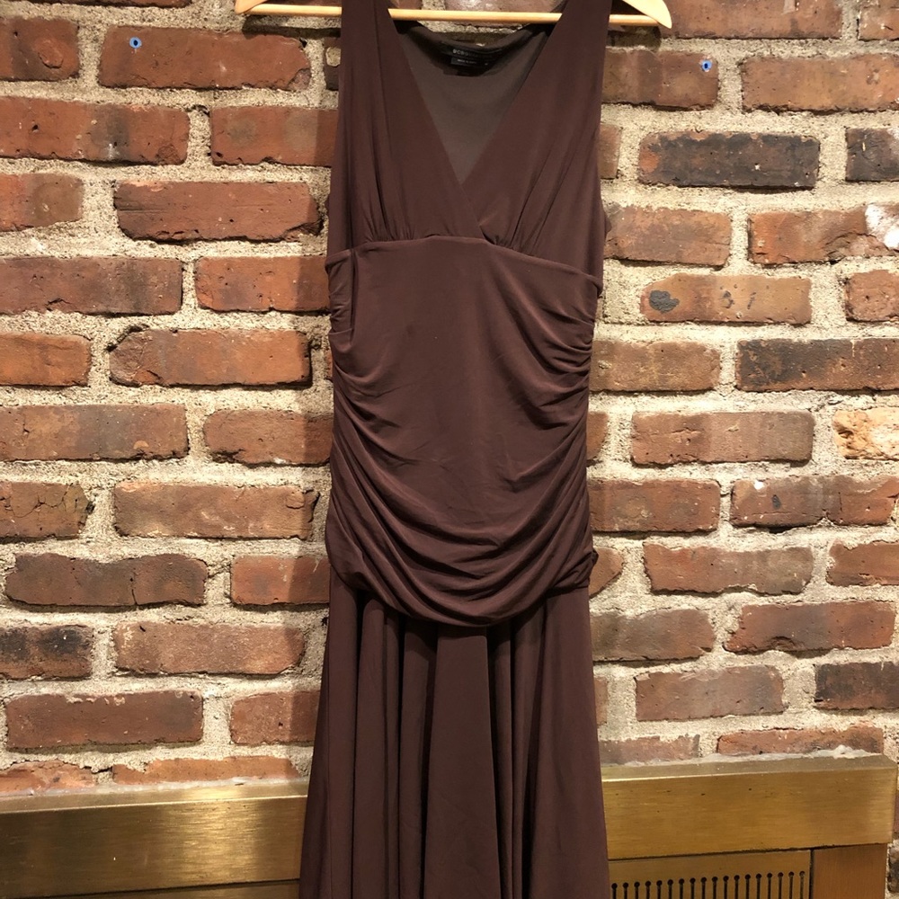 BCBG Brown Ruched Cocktail Dress Size Medium